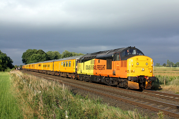 Colas Rail Freight 37219 with 37421 at rear leads a double test train past East Goscote near Syston East Junction on 5.9.16 with 3Z11 1628 Old Dalby - Derby R.T.C.(Network Rail) working under a lovely