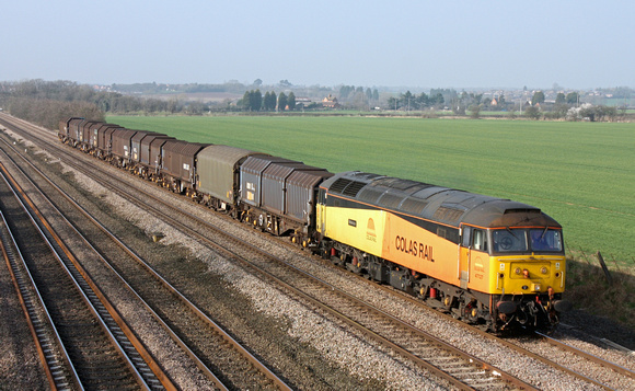 47727 at Cossington heading towards  Syston East Junction on 12.3.12 with  6M08 1314 Boston Docks - Washwood Heath Met Cam loaded steel carriers