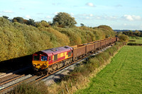 66070 at Barrow Upon Trent heading towards Stenson Junction on 30.10.13 with 6V97  1342 Beeston Sims McIntyre Ltd - Cardiff Tidal T.C. loaded scrap wagons in lovely autumn sun and colours