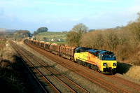 Colas Rail Freight Class 70 No 70815 passes Settle Junction, S&C on 10.3.25 with 6J37 1252 Carlisle Yard Colas Rail to Chirk Kronospan Colas Rail loaded log train