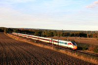 In the golden light LNER Azuma Class 801 No 801204 recently named Our Planet as part of its commitment to more sustainable travel passes Plawsworth nr Durham on 3.10.24 with 1E21 1530 Edinburgh to Lon