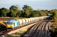 60074 'Teenage Spirit' in powder blue livery at Hathern north of Loughborough on 8.10.09 with 6M87  1203 Ely Papworth Sdgs - Peak Forest empty Cemex hoppers