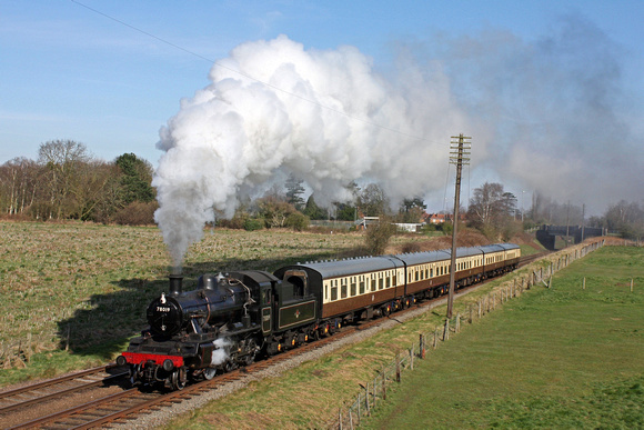 BR Standard Class 2 2-6-0 No.78019 at Woodthorpe on 6.4.15 with 1000 Loughborough - Leicester North service at the GCR Easter Vintage Festival. 78019's boiler ticket extension expires at end of May 20