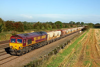 66110 at Cossington, MML heading towards Syston East Junction on 3.10.12 with 6L39 1018 Mountsorrel - Trowse loaded stone hoppers