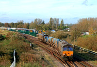DRS Class 66426 with Drs 66126 at rear heads towards Great Yarmouth station on 31.10.22 with 3S01 0922 Stowmarket D.G.L. to Stowmarket D.G.L. RHTT working via Cromer & Great Yarmouth