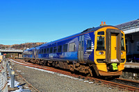 ScotRail Class 158 No 158707 departs Kyle of Lochalsh station on 8.3.23 with 2H84 1346 Kyle of Lochalsh to Inverness service