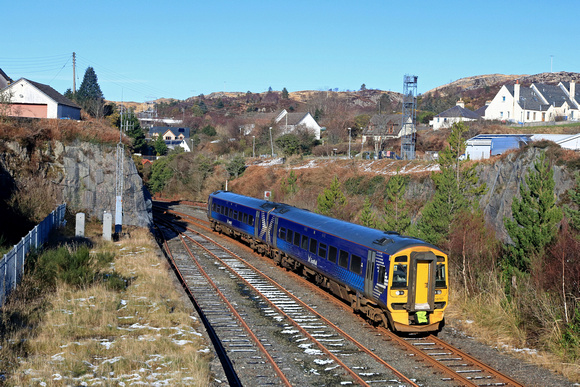 ScotRail Class 158 No 158707 arrives at Kyle of Lochalsh on 8.3.23 with 2H83 1056 Inverness to Kyle of Lochalsh service