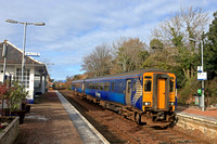 ScotRail Class 156 No 156474 waits at Arisaig Station on 11.3.23 with 1Y44 1010 Mallaig to Glasgow Queen Street service on the West Highland Line