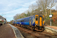 ScotRail Class 156 No 156474 departs Arisaig Station on 11.3.23 with 1Y44 1010 Mallaig to Glasgow Queen Street service on the West Highland Line