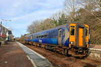 ScotRail Class 156 No 156474 at Arisaig Station on 11.3.23 with 1Y44 1010 Mallaig to Glasgow Queen Street service on the West Highland Line