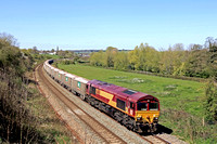 DB Cargo Class 66 No 66188 at Hungerford Common on 20.4.23 with 6Z98 1023 Westbury Up Recp to Acton T.C. loaded MRL box wagons