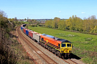 Freightliner Class 59 No 59204 at Hungerford Common on 20.4.23 with 6A24 1018 Whatley Quarry F Liner Hh to Appleford Fhh loaded box wagons
