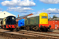 Drewry industrial shunter No 11230 and Class 20 No 20137 (D8137) seen in the loco on 7.4.23 yard at Toddington, GWSR