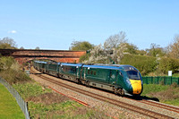 Class 800 IEP No 800303 at Hungerford Common on 20.4.23 with 1A80 0815 Penzance to London Paddington service