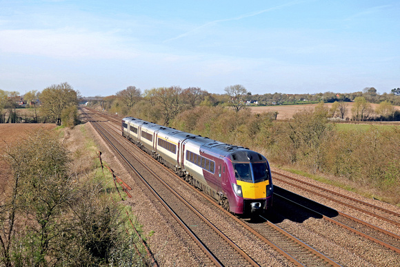 EMR Class 180 No 180113 passes Cossington, MML on 4.4.23 with 1B64 1512 Nottingham to St Pancras International service