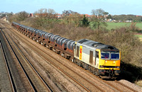 60034 at Cossington, MML heading towards Syston East Junction on 26.2.08 with 6M96 0550 Margam - Corby BSC loaded steel coil wagons