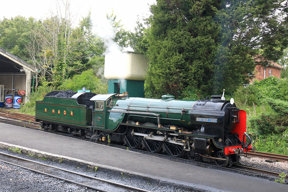 RHDR 4-6-2 Pacific Locomotive 'Northern Chief' waits at New Romney Station in between duties on 3.8.23