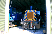 Class 03 Shunters No's 03399 & 03158 are seen inside the main shed on 9.8.23 at the Mangapps Railway Museum