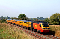 Colas Rail Class 43 No 43277 'Safety Task Force' leads Infrastructure Monitoring train with 43274 at rear past Copleys Brrok near Melton Mowbray on 6.9.23 with 5Z43 0953 Derby R.T.C.(Network Rail) to