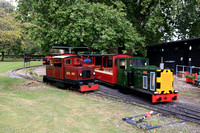 Audley End Miniature Railway 10 ¼ inch guage 0-6-0PM No D682 'Robin' waits at Audley End station on 21.9.23 to work 1330 train. Also seen is 0-4-0+0-4-0DH No AER 691 'Henrietta Jane' out of service