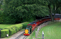Audley End Miniature Railway 10 ¼ inch guage 0-6-0PM No D682 'Robin' departs Woodland station on 21.9.23 working 1330 train from Audley End