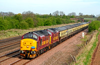 EWS livery 37417 & 37401 at Cossington, MML heading towards Syston East Junction on 26.4.08 working pathfinder tours 1Z37 Crewe - Fenchurch Street Charter