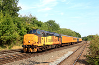 Colas Rail Class 37 No 37421 storms past Syston South Junction, MML on 31.7.24 with 3Z03 1005 Derby R.T.C.(Network Rail) to Hither Green P.A.D. test train