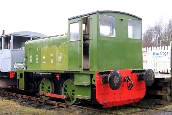 Ruston and Hornsby locally known as'Garvie Flyer' (RH431764) No 1 seen in platform at Fife Heritage railway, Leven on 9.12.23 undergoing restoration