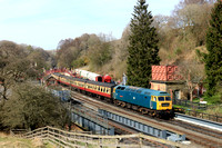 Class 47 No 47077 North Star waits patiently at Goathland station on 12.4.25 with 1410 Whitby to Pickering NYMR service deputising for steam loco ban due to fire risk regulations