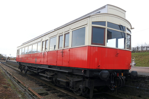 1903 North Eastern Railway Electric Autocar 3170 departs  Quorn and Woodhouse station, GCR on 29.12.23 working 1120 Loughborough to Rothley holiday service at the Betwixtmas Steam Days – 27th to 30th