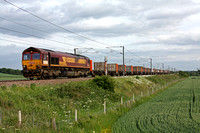 Euro Cargo Rail 66191 at Frinckley Lane, Marston north of Grantham, ECML on 1.6.11 with 4E25 1125 Bow - Heck empty Plasmor Wagons