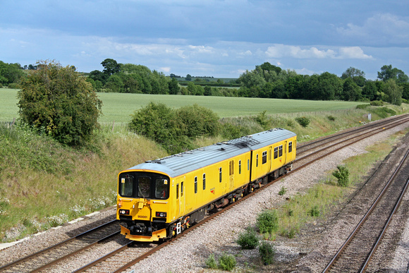 Network Rail Track Assessment Unit Class 950 No 950001 at Hathern Old Station, MML north of Loughborough on 9.6.11 with 2Q98 1436 Derby Up Goods Line -  Derby RTC via Loughborough twice  Serco working