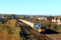 In lovely autumn conditions, GBRf Class 60 No 60095 Whernside approaches Pelaw Junction on 31.10.24 with 6N19 0957 Lynemouth Power Stn (Gbrf) to Tyne Coal Terminal Gbrf empty biomass hoppers