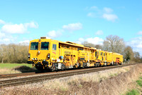 DR 73115 Plasser & Theurer 09-3X-D-RT TamperLiner DTS & DR 77905 Plasser & Theurer 08-4x44S-RT Switch & Crossing Tamper at East Goscote on 4.3.24 with 6U13 0912 Stoke North West Yard to Melton Mowbray