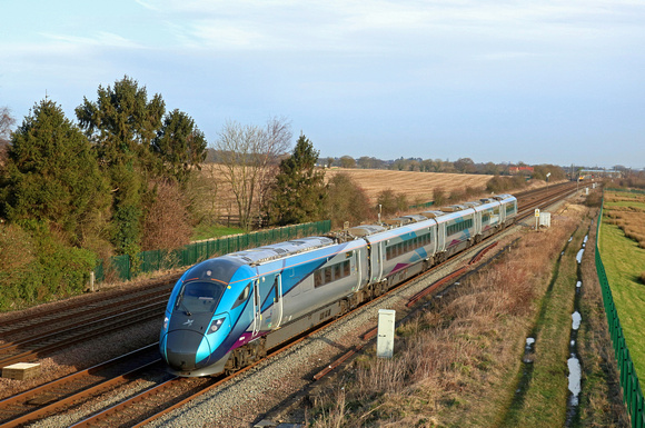 Transpennine Express 5 car bi-modal Class 802 IEP 802214 passes Colton Junction on 15.1.20 with 9M08 1006 Newcastle to Liverpool Lime Street service
