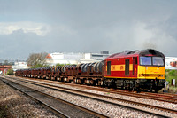 60096 at Loughborough South Junction on 28.4.08 with 6M96 0548 Margam - Corby BSC loaded steel coil wagons