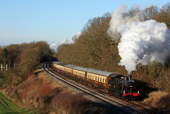 LMS Jinty 47406 at Kinchley Lane, GCR on 13.12.14 with 1315 Loughborough - Leicester North 'The South Yorkshireman' saturday lunchtime diner