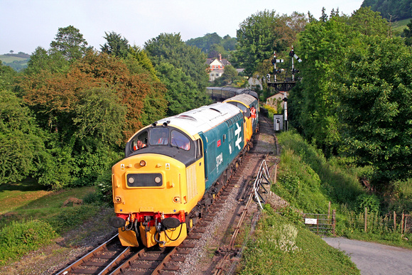 37314 & 37321 at Buckfastleigh about to enter the station on 10.6.06 with 1600 Totnes - Buckfastleigh service  at the South Devon Railway  Diesel Gala June 2006