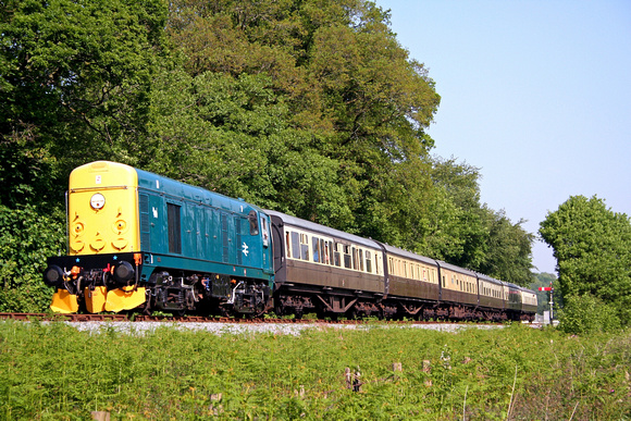 20110 at Caddaford on 10.6.06  with 0917 Buckfastleigh - Totnes service at the South Devon Railway  Diesel Gala June 2006