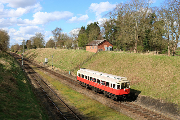 1903 North Eastern Railway Electric Autocar 3170 approaches Rothley Station on 30.3.24 with 1350 Loughborough to Rothley Brook service via Mountsorrel branch at GCR Easter on the Rails 2024 event