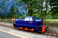 Sentinel Shunter arrives at Stanhope station, Weardale Railway on 28.9.24 which has a Rolls Royce 8 cylinder supercharged engine, 325 brake horse power and capable of hauling 1500 tonne