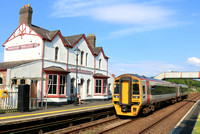 TfW Class 158 No 158830 leaves the station with the longest name  Llanfairpwllgwyngyllgogerychwyrndrobwllllantysiliogogogoch (Llanfairpwll) on 26.6.24 with 1V98 1636 Holyhead to Cardiff Central servic