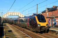 CrossCountry Voyager Class 221 No 221128 passes through Chester-le-Street station, ECML on 6.2.25 with 1V62 1207 Edinburgh to Plymouth service