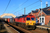 DB Cargo Class 66 No 66078 passes through Chester-le-Street, ECML on 6.2.25 with 4E96 0900 Mossend Euroterminal to Tees Dock Bsc Export Berth Intermodal