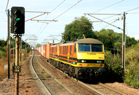 Freightliner Class 90's No's 90015 & 90005 head towards Manningtree station on 4.9.24 with 4L89 0409 Basford Hall Yard (Fl) to Felixstowe North F.L.T. Intermodal