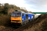 GBRf Beacon Rail blue liveried Class 60 No 60026 Helvellyn seen at Brockley Whins on the Tyne Dock freight only line on 25.2.25 with 6N22 1351 Tyne Coal Terminal Gbrf to Lynemouth Power Stn (Gbrf) loa