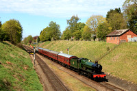 GWR Modified Hall 6990 Witherslack Hall at Rothley on Easter Sunday 20.4.25 with 1355 Loughborough to Leicester North service at the GCR Road Rail Steam event