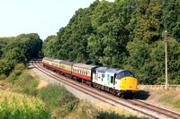 37714 Cardiff Canton in BR Railfreight Grey (Metals Sector) livery passes Kinchley Lane on 6.9.24 with 1425 Loughborough to Leicester North