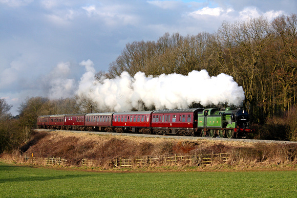 GNR N2 1744 is seen at Kinchley Lane on 20.2.10 with 1400 Loughborough - Leicester North GCR service