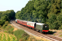 Class 20 D8001 (20001) from Epping Ongar Railway seen at Kinchley Lane on 6.9.24 with 2A36 1540 Loughborough to Leicester North service at GCR Autumn Diesel Gala 2024